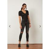 Free People Jeans | Boyish Riley Black Distressed Denim Jeans | Color: Black | Size: 26