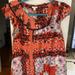 Anthropologie Tops | Anthropologie Orange/Red Blouse | Color: Orange/Purple | Size: 4