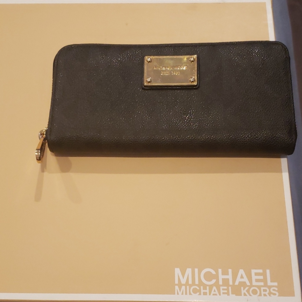 Michael Kors Bags | Blk/Gold Mk Wallet | Color: Black/Gold | Size: Os