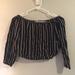 Brandy Melville Tops | Brandy Melville Striped Off The Shoulder Crop Top | Color: Black/Cream | Size: One Size Fits Most