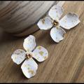 Anthropologie Jewelry | Anthropologie Flower Earrings With Gold Flecks | Color: White | Size: Os