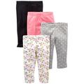 Simple Joys by Carter's Baby-Mädchen 4-Pack Pant Hose, Grau Herzen/Rosa/Schwarz/Weiß Floral, 6-9 Monate (4er Pack)