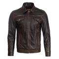 Aviatrix Men's Super-Soft Real Leather Classic Harrington Fashion Jacket, Black/Red Stitching, 4XL / Chest=50 inch