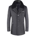 Volwassan Mens Winter Warm Trench Coat Fleece Lined Business Woolen Coat Plus Size Fur Collar Scarf Long Peacoat Overcoat Wool, Grey, L