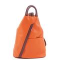 RS.FASHIONS Vera Pelle Genuine Soft Italian Leather Backpack Rucksack/fashion Shoulder Bag (Orange with Brown)