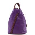 RS.FASHIONS Vera Pelle Genuine Soft Italian Leather Backpack Rucksack/fashion Shoulder Bag (Purple with Brown)