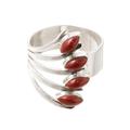 Radiant Leaves,'Jasper and Silver Multi-Stone Ring from Peru'