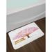 East Urban Home Blooming Cherry Tree in The Park w/ Wooden Bench Bath Rug Polyester in Blue/Brown/Pink | 17.5 W x 0.2 D in | Wayfair