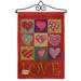 Breeze Decor Love Hearts Collage 2-Sided Burlap 19 x 13 in. Garden Flag in Red | 18.5 H x 13 W x 1 D in | Wayfair