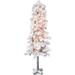 The Holiday Aisle® Flocked Snowy Alpine 5' Snow Pine Artificial Christmas Tree w/ 150 Clear & White Lights in Green/White | 60 H x 28 W in | Wayfair