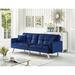 Mercer41 Brackin Twin 80" Wide Velvet Split Back Convertible Sofa Wood/Velvet in Blue | 32 H x 80 W x 34.5 D in | Wayfair