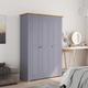 vidaXL 3-Door Wardrobe Grey 118x50x171.5 cm Pine Panama Range