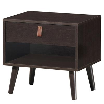 Costway Nightstand Bedroom Table with Drawer Storage Shelf-Brown