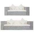 vidaXL Set di Divani 2 pz con Cuscini Grigio in Rattan Naturale