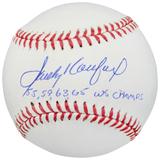 Sandy Koufax Los Angeles Dodgers Autographed Baseball with "55596365 WS Champs" Inscription