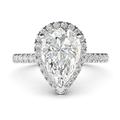 Sterling Silver Simulated Pear-Shaped Diamond Halo Engagement Ring with Side Stones Promise Bridal Ring (4)