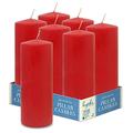 HYOOLA Red Pillar Candles 75/200 mm (3 x 8 Inch) - 6 Pack Unscented Pillar Candle Set - European Made