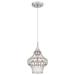 Westinghouse 63630 - 1 Light Brushed Nickel Cage with Crystal Prism Shade Mini Pendant Light Fixture (1LT Pend Brushed Nickel Cage w/Crystal Shade)