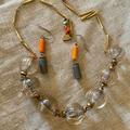 Anthropologie Jewelry | Anthropologie Pair - Vintage Glass Bead Necklace + Earrings | Color: Gold/Orange | Size: Os