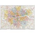 Greater London Authority Boroughs with Postcode Districts Wall Map - Plastic Coated