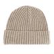 Love Cashmere Women's Ribbed 100% Cashmere Beanie Hat - Light Natural - Made in Scotland