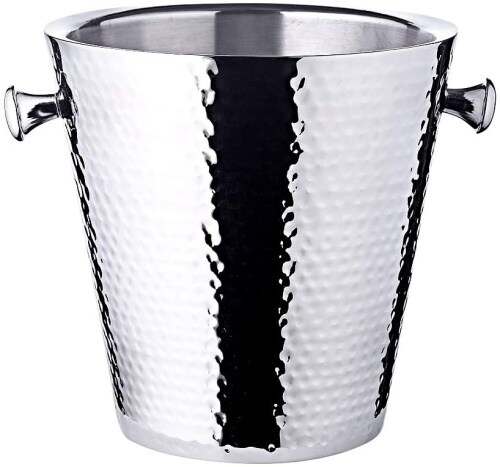 EDZARD Sektkühler Valencia, Edelstahl hochglanzpoliert, doppelwandig, außen gehämmert, Höhe 23 cm, ø 22 cm Image