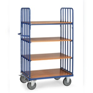 Fetra Etagenwagen, Tragl. 500kg, 4 Etage(n), Ladefl. LxB 1000x700mm, Holzböden, RAL5007 Image