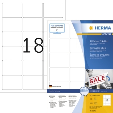 HERMA Haftetikett 10302 63,5x46,6 mm weiß 1.800 St./Pack. Image