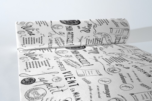 MANK Tischläufer Airlaid Script in Schwarz, 40 cm x 24 m , 1 Stück - Tischtuch stoffähnlich Schriftzüge Wine Bon Appetit Image