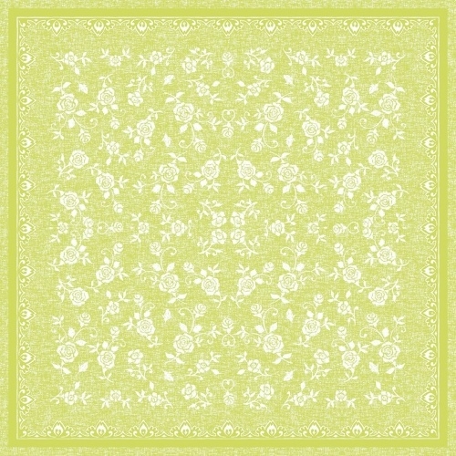 Mank Tischdecke Airlaid Lace in Limette, 80 x 80 cm, 20 Stück - Ornamente Rosen Floral Mitteldecke Tischtuch Image