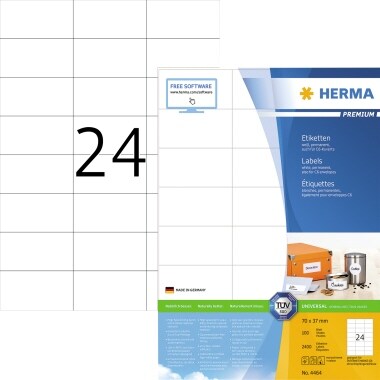 HERMA Etikett PREMIUM 4464 70x37mm weiß 2.400 St./Pack. Image