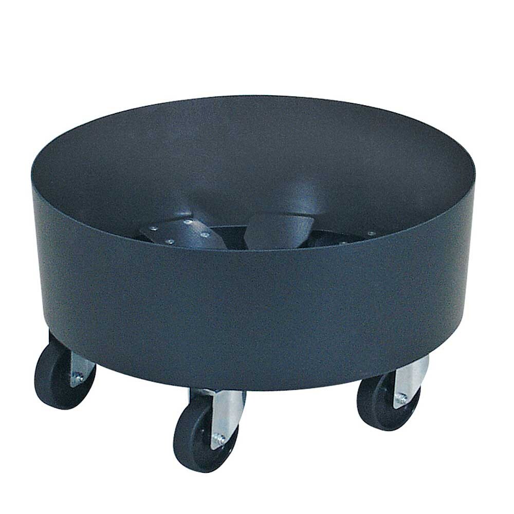 BRB Transportroller für Kunststofftonnen, Außen-Ø 450 mm, Tragkraft 100 kg, verzinkte Lenkrollen und 5 schwarze Kunststoffräder Ø 75 mm Image
