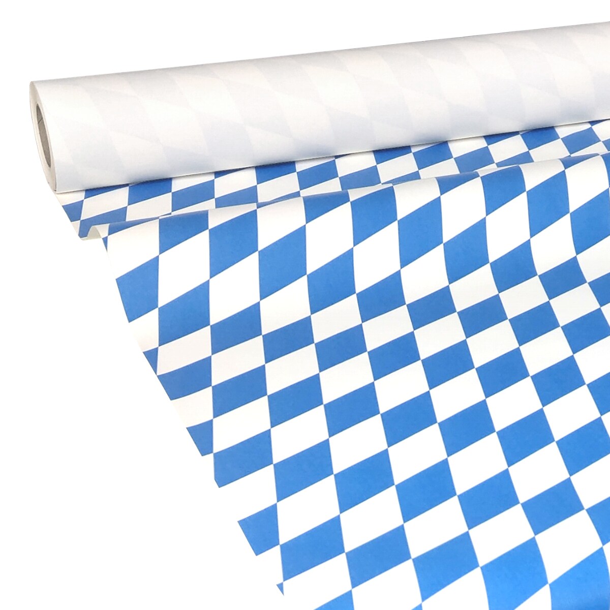 JUNOPAX Papiertischdecke Raute weiß-blau 50m x 1,15m, nass- und wischfest Image