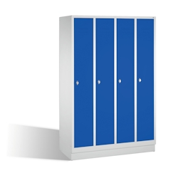C+P Spind Classic mit Sockel | 4 Abteile | HxBxT 180x30x50cm | Lichtgrau/Enzianblau von PROREGAL Image