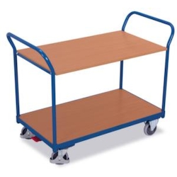 VARIOfit Bürowagen, Tragl. 200kg, 2 Etage(n), Ladefl. LxB 1000x600mm, Holzböden, RAL5010 Image