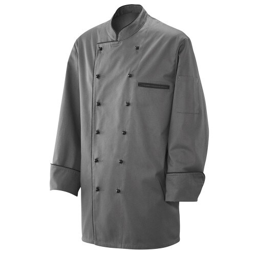 Exner 208 - Kochjacke langarm, Fb. silbergrau, mit Paspel schwarz : silbergrau 65% Polyester 35%Baumwolle 220 g/m² 4XL Image