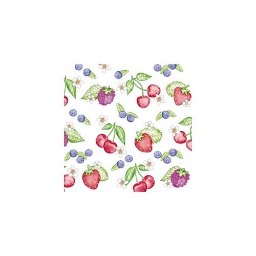 Mank Serviette Softpoint Renate, 40 x 40 cm, 50 Stück – Sommerfrüchte Erdbeeren Kirschen Beeren