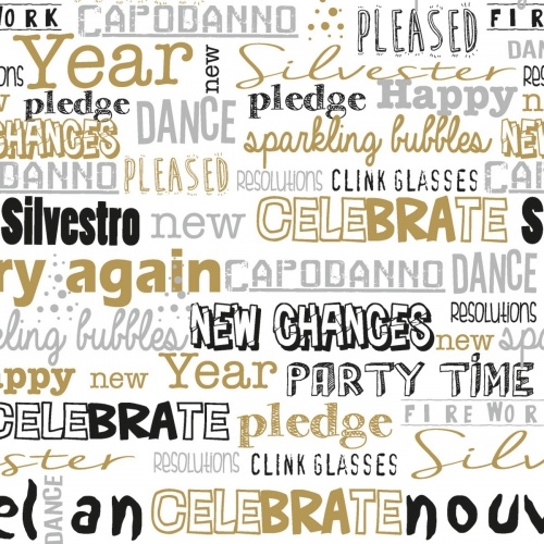 Mank Cocktail-Serviette Airlaid San Silvestro in Silber-Gold-Schwarz, 25 x 25 cm, 50 Stück - Silvester Image