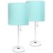 LimeLights 19 1/2"H White Aqua Accent Table Lamps Set of 2