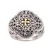 'Cross-Themed Gold Accented Sterling Silver Signet Ring'