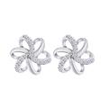 Aria Jewels Diamond Accent Spiral Flower Stud Earrings in 14K White Gold Over Sterling Silver For Women (1/10 cttw)