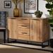 Baxton Studio Reid Modern Industrial Oak Finished Wood & Black Metal 3-Drawer Sideboard Buffet - Wholesale Interiors MPC8007-Oak/Black-Sideboard