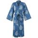 100% Cotton Dressing Gowns for Women & Men, Lightweight Summer Kimono Bathrobes, 100% Indian Cotton, Organically Grown, Ethically Made. Fits UK 10-18 (Blue White Leaves)