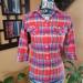 American Eagle Outfitters Tops | American Eagle Orange Plaid Button Down Top | Color: Blue/Orange | Size: Xs