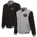 Men's JH Design Gray/Black Wisconsin Timber Rattlers Embroidered Logo Reversible Fleece Full-Snap Jacket