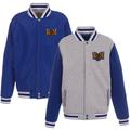 Men's JH Design Gray/Royal Midland Rockhounds Embroidered Logo Reversible Fleece Full-Snap Jacket