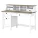 Bush Furniture Mayfield 54W Computer Desk w/ Drawers & Desktop Organizer in Pure White & Shiplap Gray - MAY003GW2