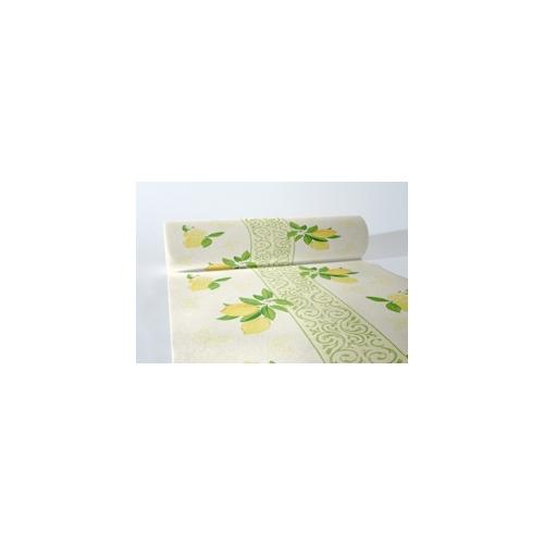 Sovie HORECA Tischläufer Nancy in creme aus Linclass® Airlaid 40 cm x 24 m, 1 Stück – Zitrone Schnörkel