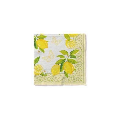 Sovie HORECA Serviette Nancy in creme aus Tissue 33 x 33 cm, 100 Stück – Zitrone Schnörkel