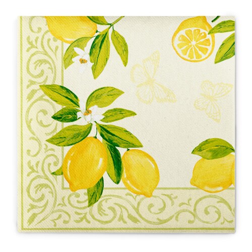 Sovie HORECA Serviette Nancy in creme aus Linclass® Airlaid 40 x 40 cm, 50 Stück - Zitrone Schnörkel Image